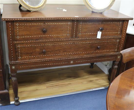 A 19th century Anglo Indian ivory inlaid hardwood chest, W.127cm